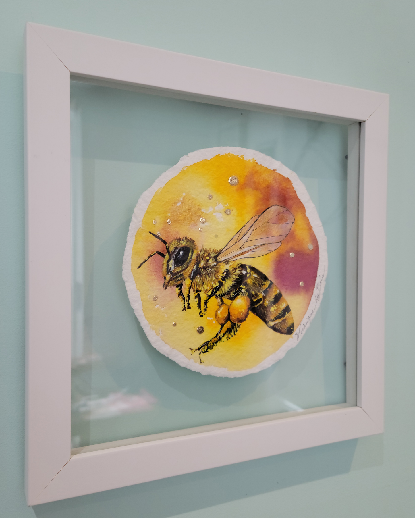 Original | Aquarelle | Abeille en or