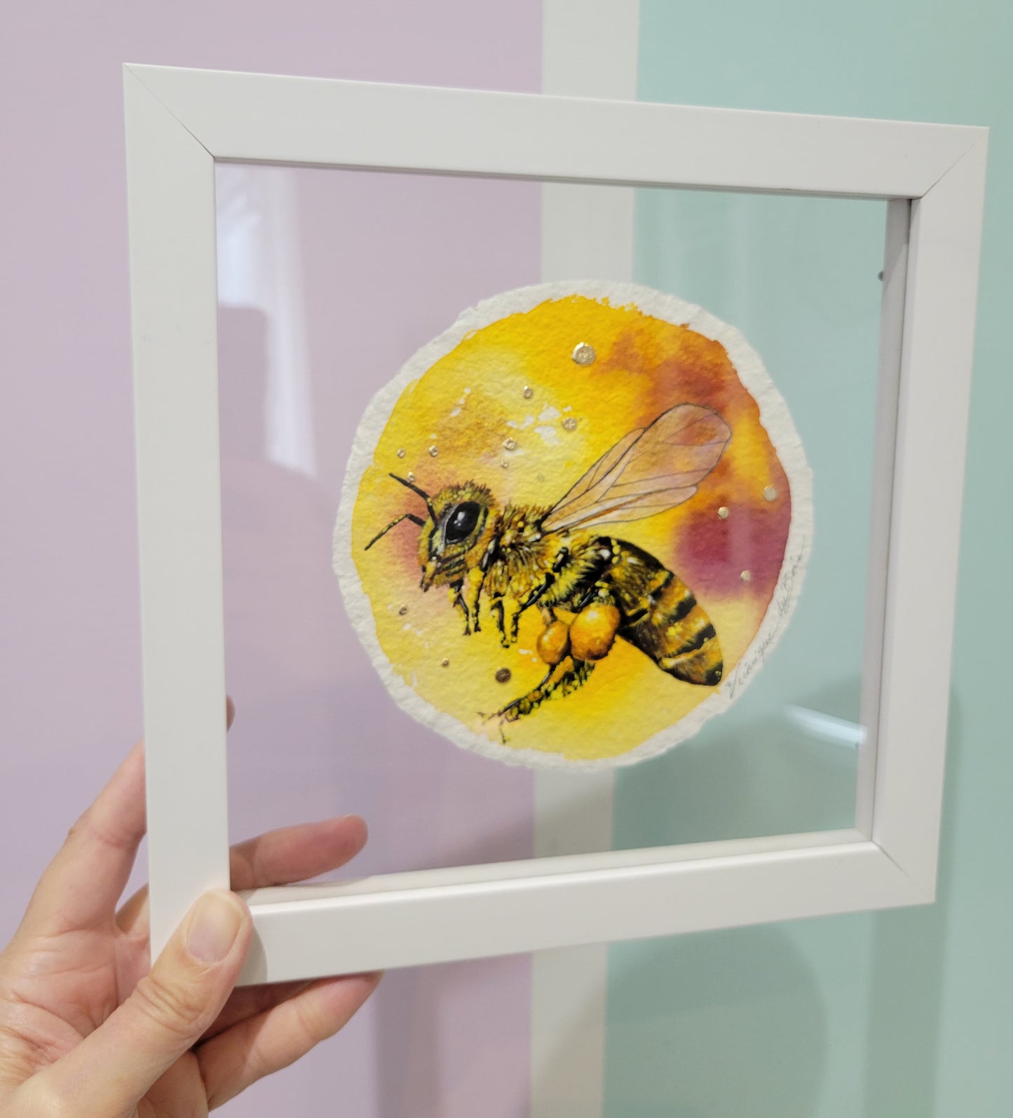 Original | Aquarelle | Abeille en or