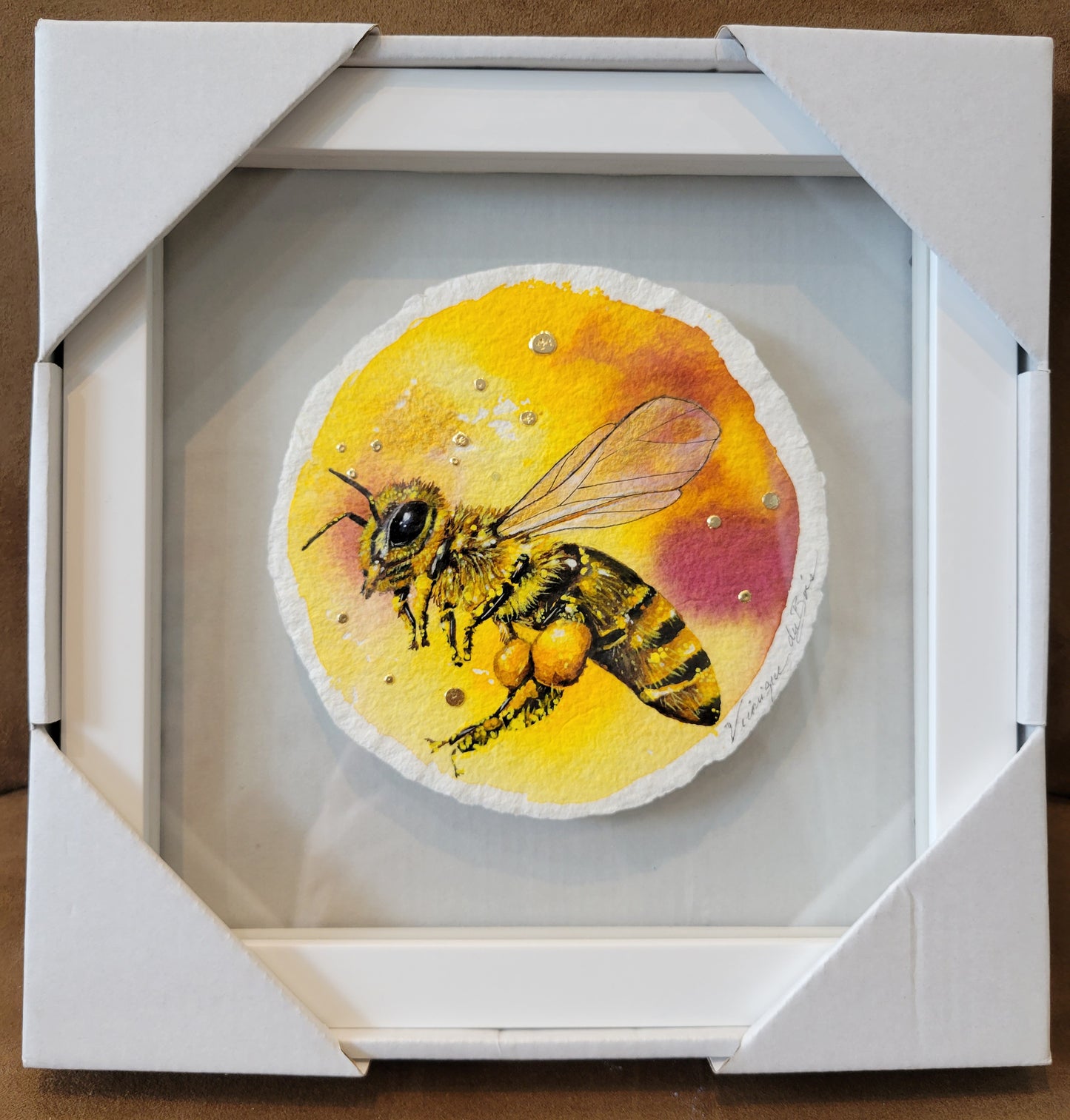 Original | Aquarelle | Abeille en or